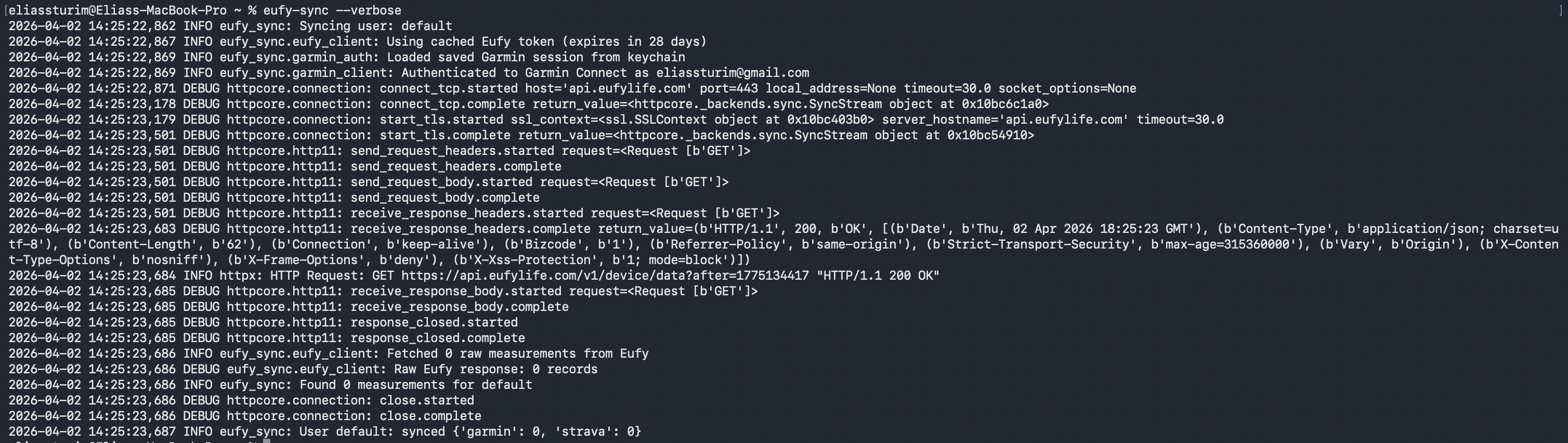 eufy-sync --verbose